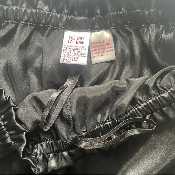 Hudson’s Bay Satin Pajama Pants Small Black Soft Luxury Sleepwear - Picture 10 of 16